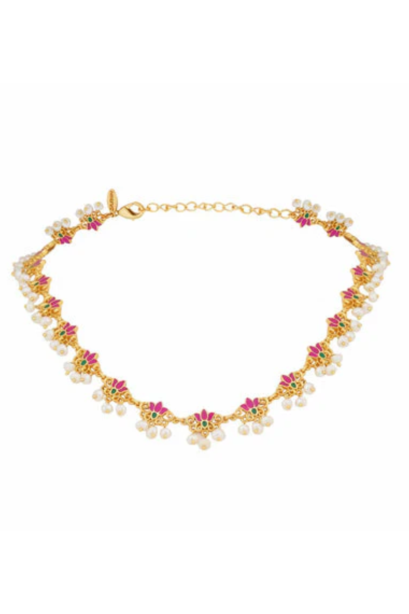 Pink Lotus Delicate Necklace - Melrosia - UK - USA