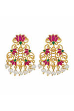 Pink Lotus Stud Earrings Front - Melrosia - UK - USA