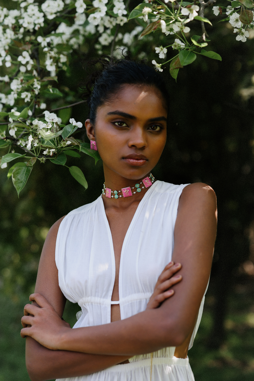 Pink Square Necklace - Melrosia - UK - USA