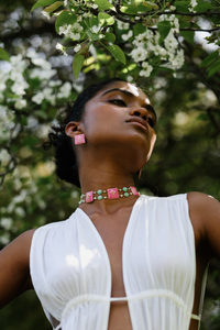 Pink Square Tile Necklace - Melrosia - UK - USA