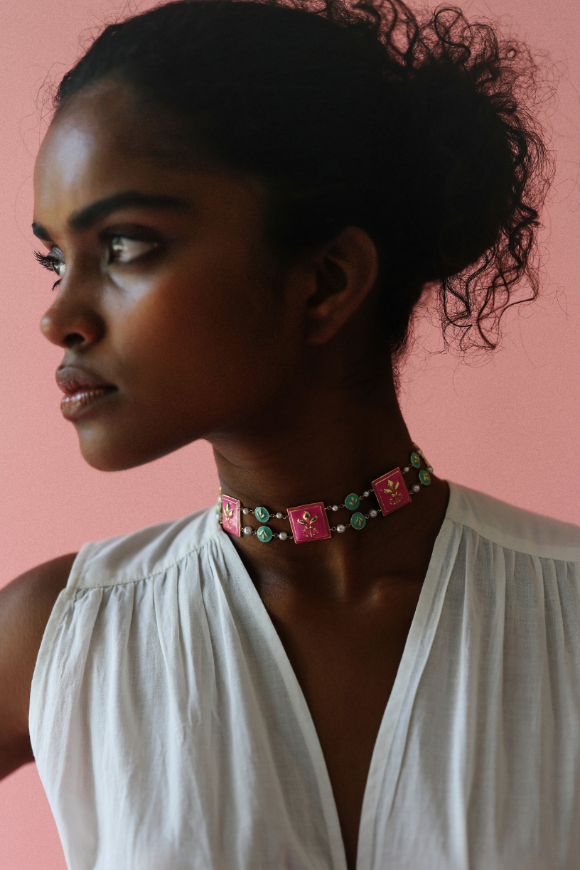 Pink Tile Necklace - Melrosia - UK - USA