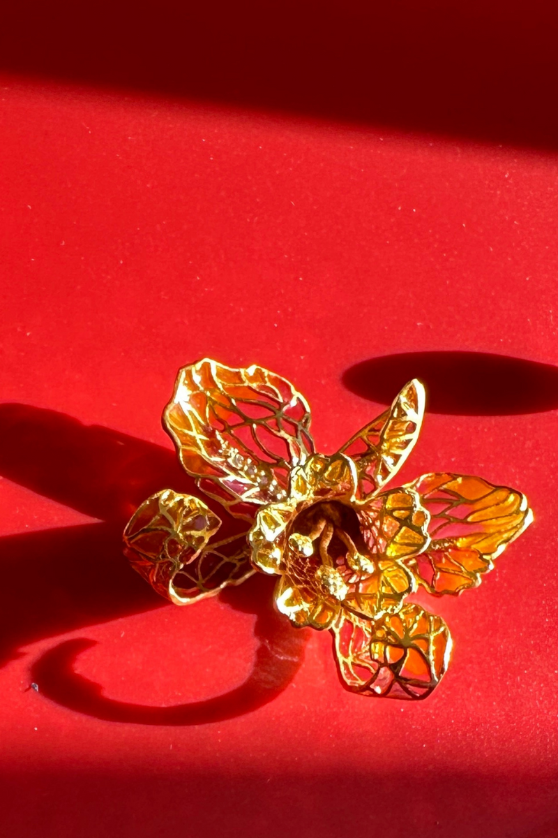 Orchid Brooch-Pink & Yellow