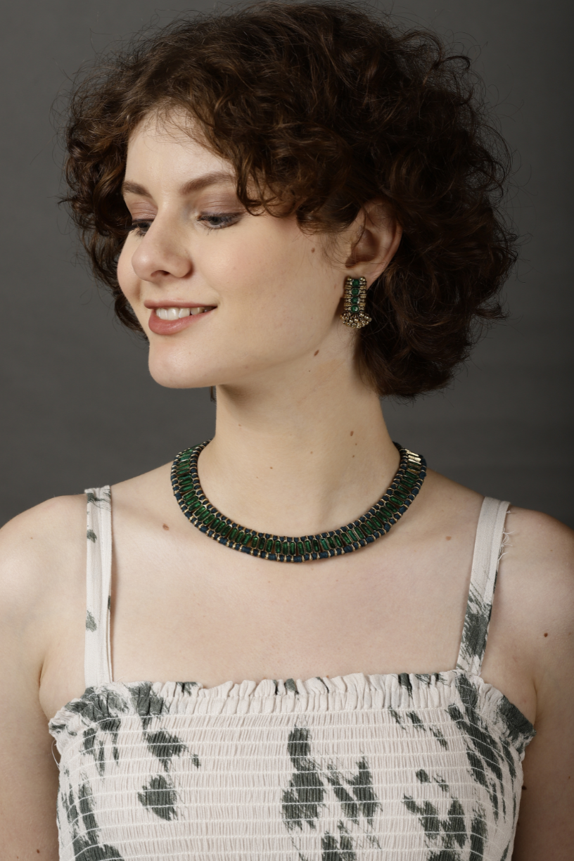 Emerald Enamel Earrings-Melrosia,UK<USA