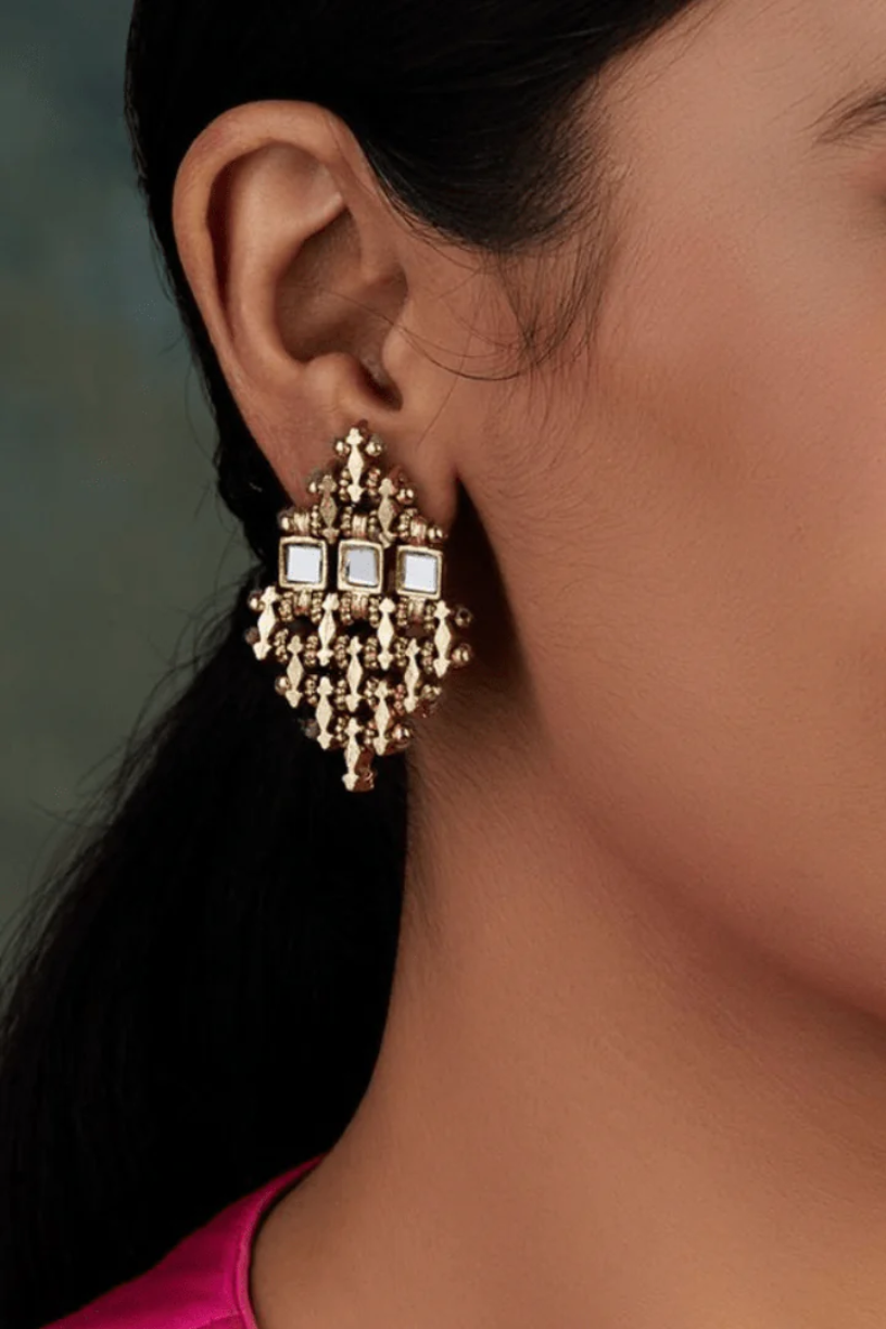 Statement Mirror Teer Earring 1 - Melrosia - UK - USA