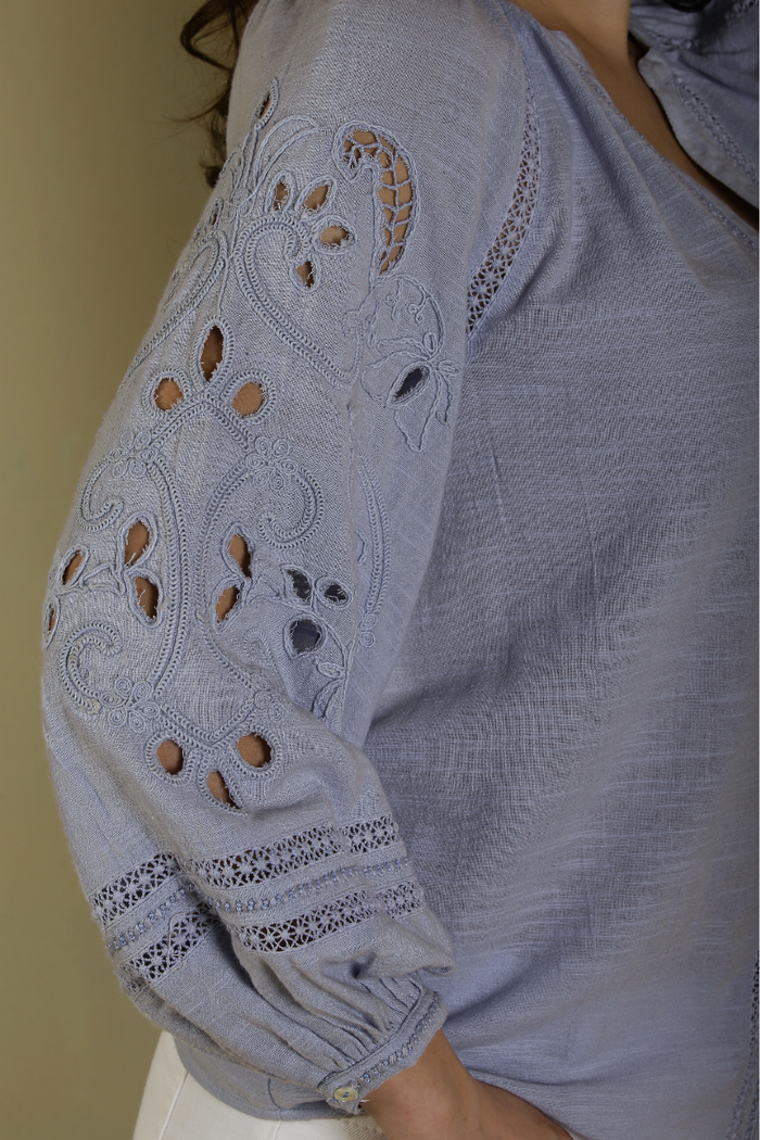The Rise Blouse - Blue - Melrosia - UK - USA