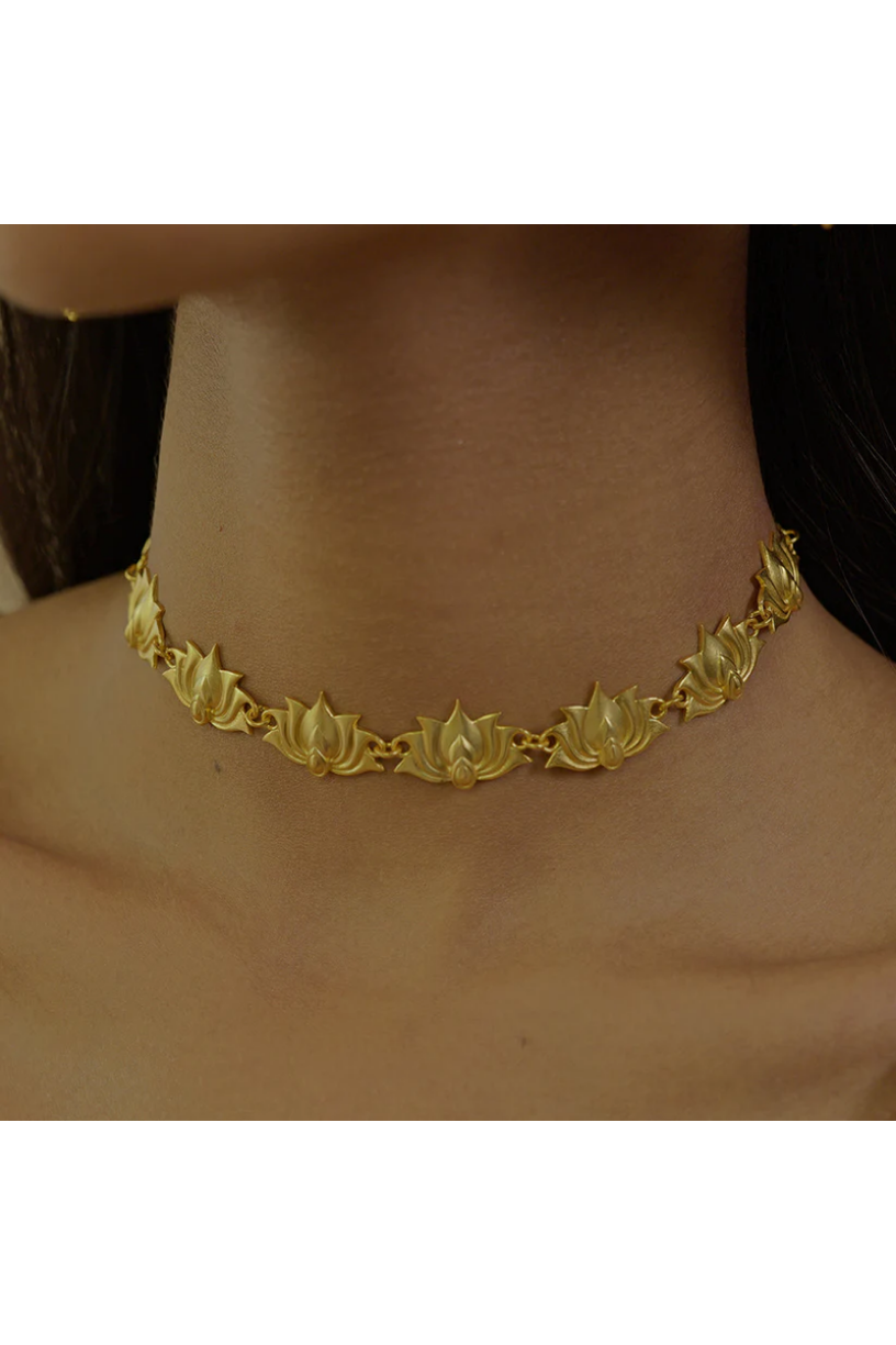 Tranquil Lotus Choker Necklace 1 - Melrosia - UK - USA