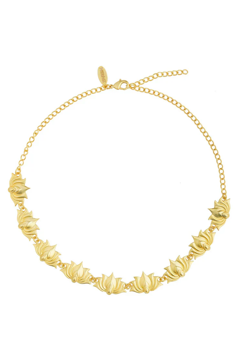 Tranquil Lotus Choker Necklace Front - Melrosia - UK - USA
