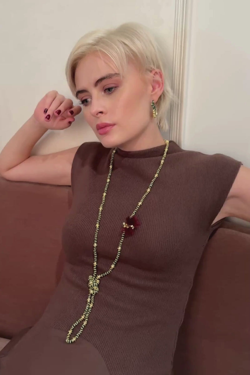 Neckstring, Green Beaded Neckstring, Jewellery, UK, USA
