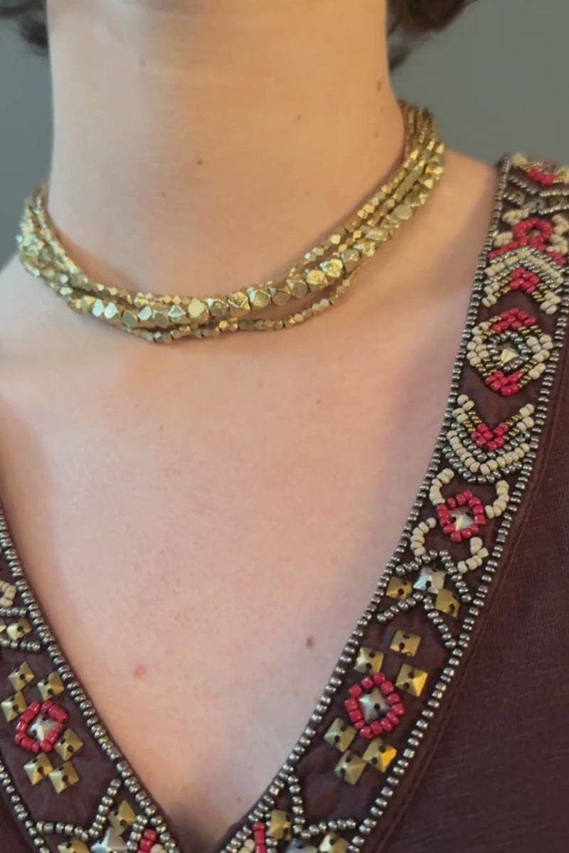 Gold Stacked Beaded Necklace