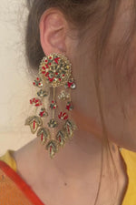 New-Design-Online-Red-Green-Waterfall-Earrings-UK,USA