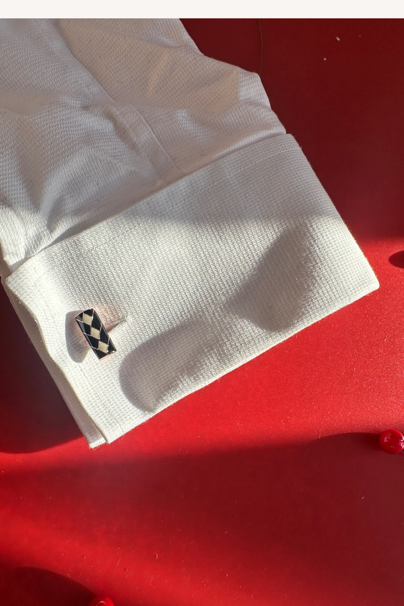 Indigo Enamel Cufflinks- White & Black