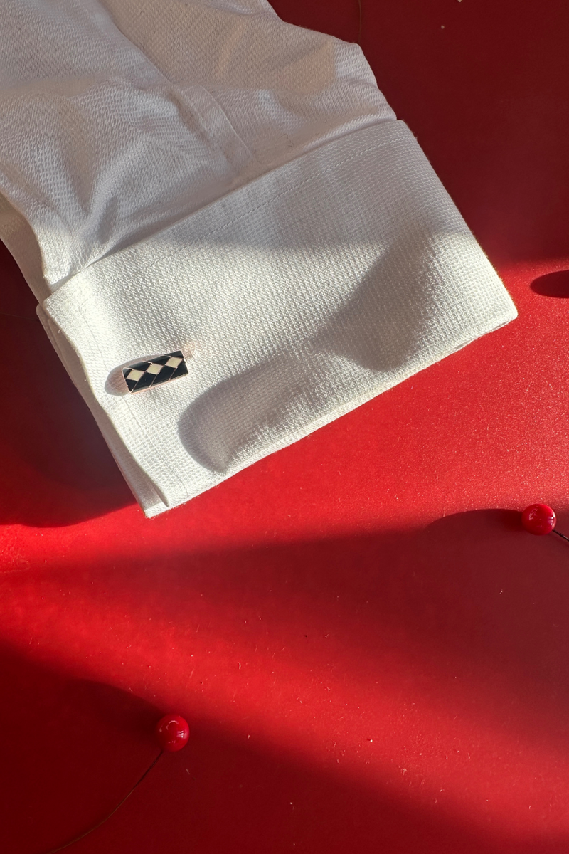 Indigo Enamel Cufflinks- White & Black