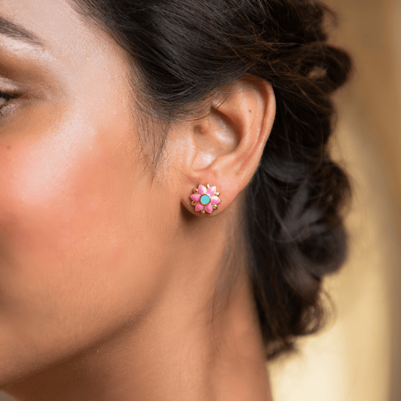 The Jewel Jar, Shaya, flower stud earrings