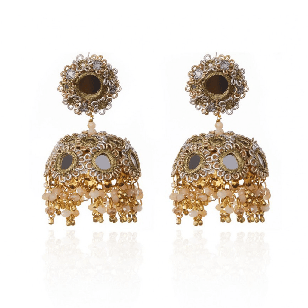 The Jewel Jar Fool Jhadi Earrings Mirror Jhumkis Indian hoop earrings with jhumkis