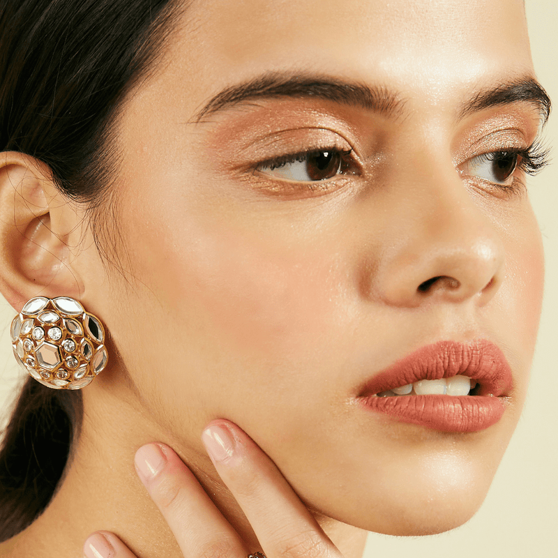 The Jewel Jar Isharya Earrings Marquise Mirror Gold Studs