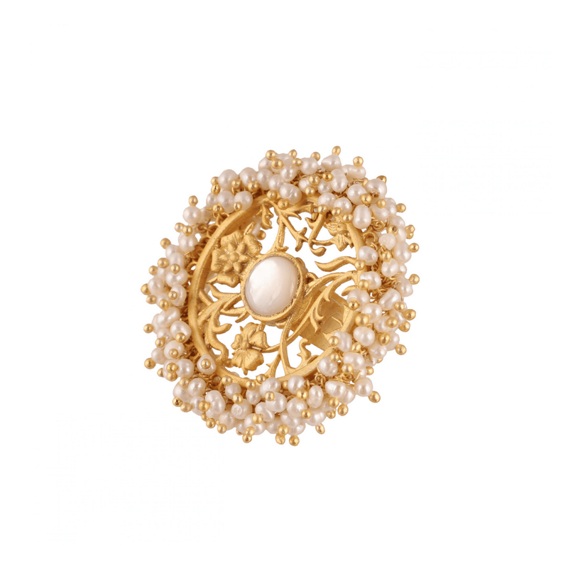 The Jewel Jar Zariin Rings Vintage Floral Pearl Ring