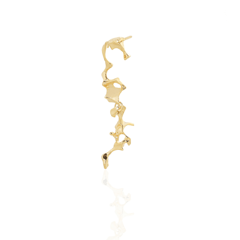 The Jewel Jar Studio Metallurgy Earrings Gold Textured Sea Horse Earrings Statement Hoop Earrings