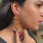 Pink Lotus Statement Earrings