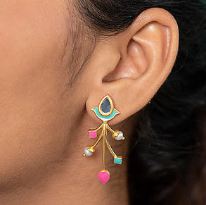 Enamel and mirror earrings-UK