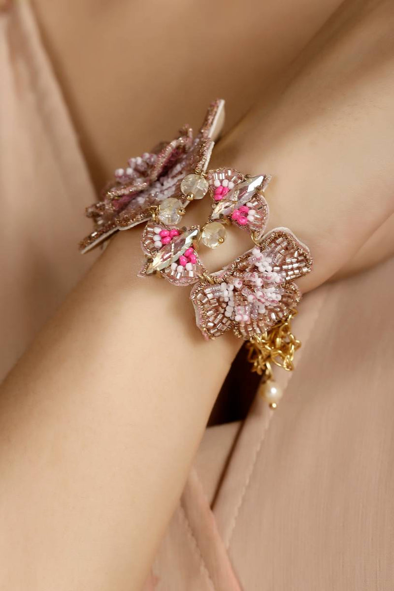 Beaded Pink Blossom Bracelet-Melrosia- London-Manchester