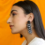 Black-Silver Earrings-Melrosia,UK,USA