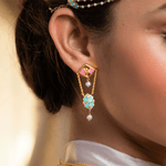 The Jewel Jar Shaya Earrings Enamel Chain Earrings Floral Statement earrings 