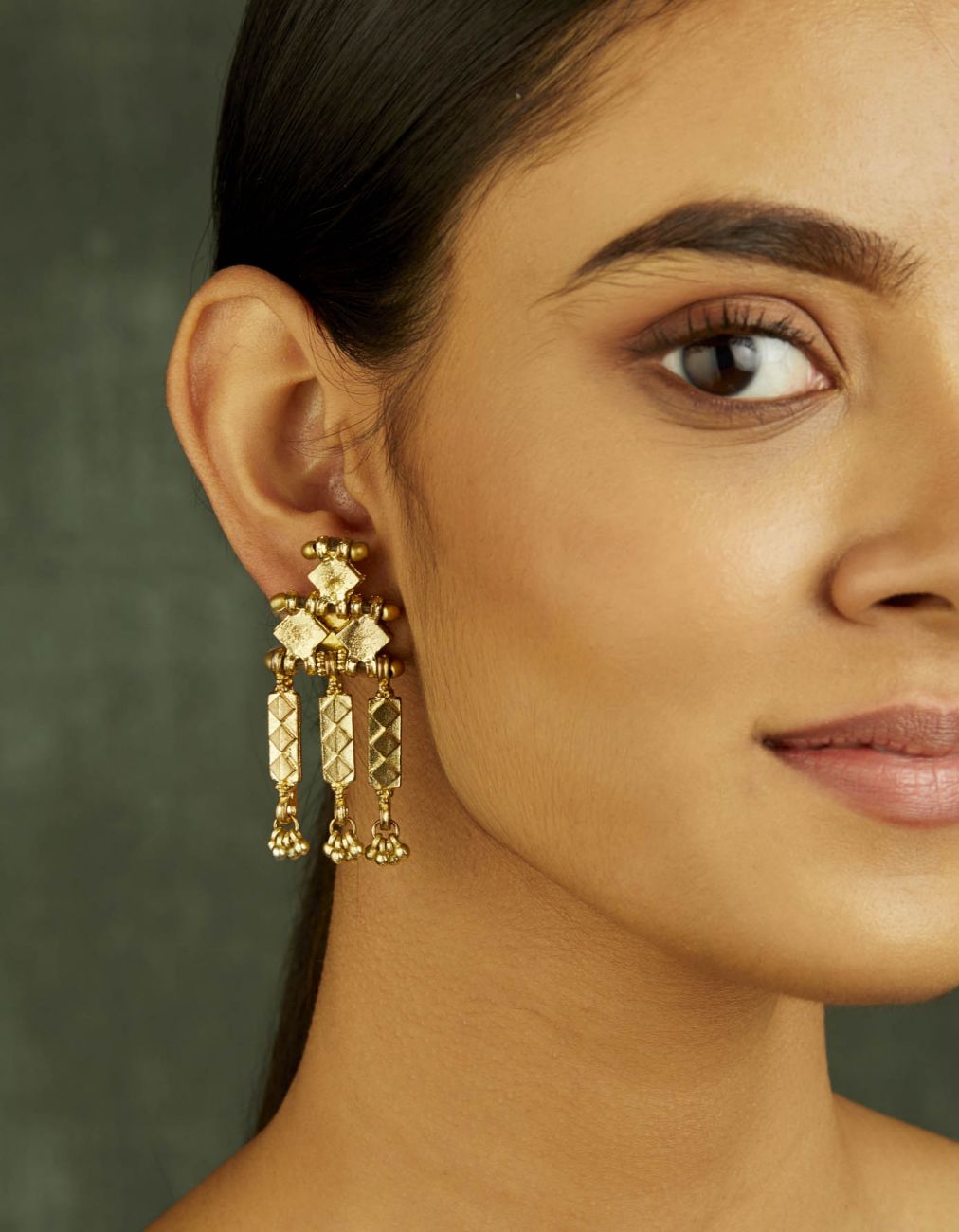 Gold Brick Earrings- Melrosia-UK-USA