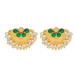Emerald With Pearls Mogra Earring - Melrosia- Uk - USA