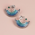 The Jewel Jar, enamel peacock earrings