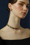 Filigree necklace and tiny enamel earrings-Studio Melrosia