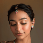 The Jewel Jar Shaya Headpieces Pastel Floral Tikka Floral Statement earrings 