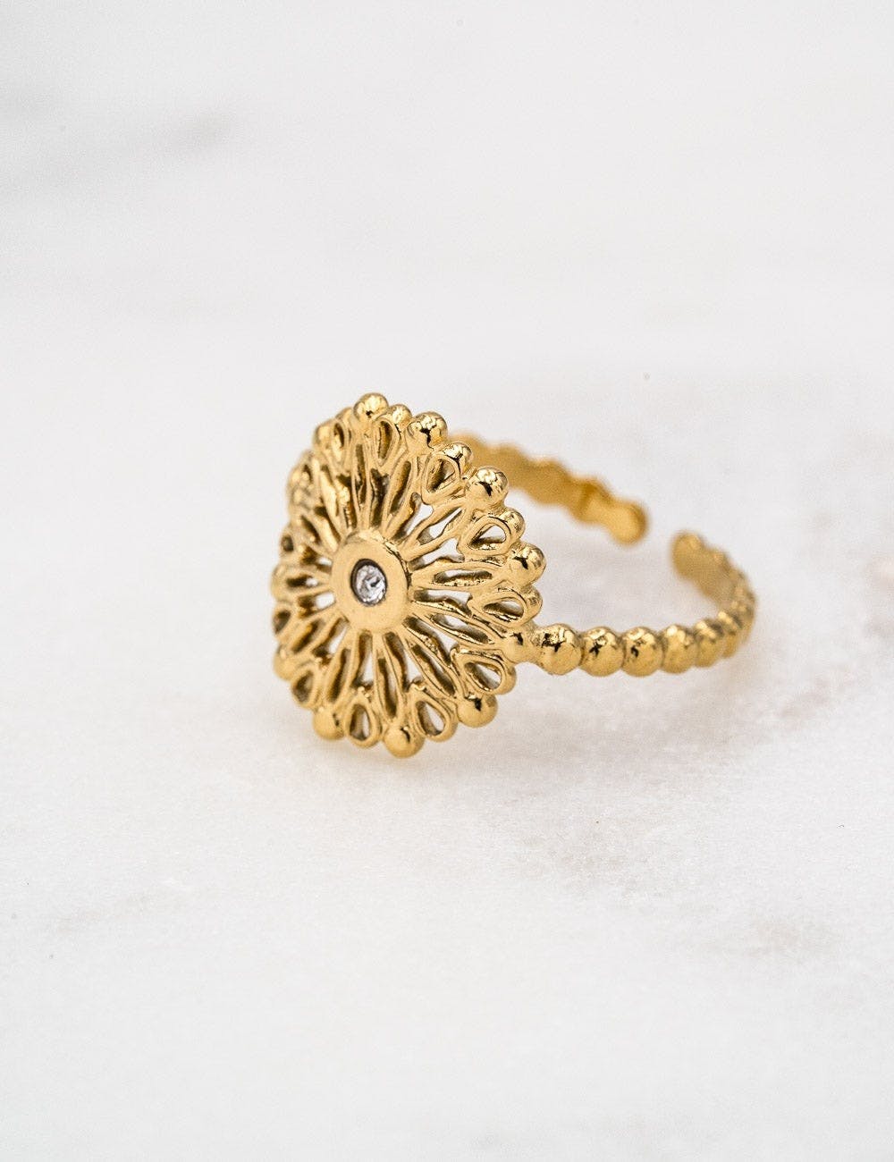 Gold Flower Ring- Melrosia-Uk- London