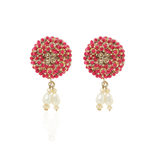 The Jewel Jar Fool Jhadi Earrings Hot pink Pearl Drop Earrings Indian hoop earrings with jhumkis