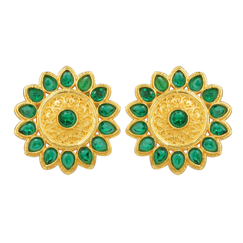 Intricate gold and green studs- Melrosia-Uk-USA
