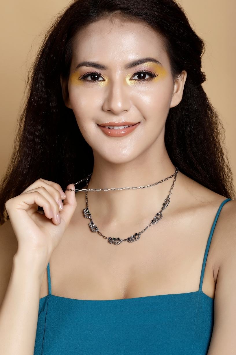 Layered Silver Textured Necklace- Studio Melrosia- Uk-USA