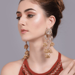 The Jewel Jar Fool Jhadi Earrings Long Cascading Earrings Indian hoop earrings with jhumkis