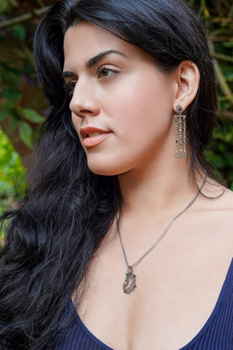 Long Flow Silver Earrings-Studio Melrosia- London-New York