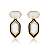 Mirror & Black Enamel Earrings