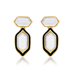 Mirror & Black Enamel Earrings