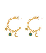 Moon & Star Chalcedony Earrings - Melrosia - USA - UK