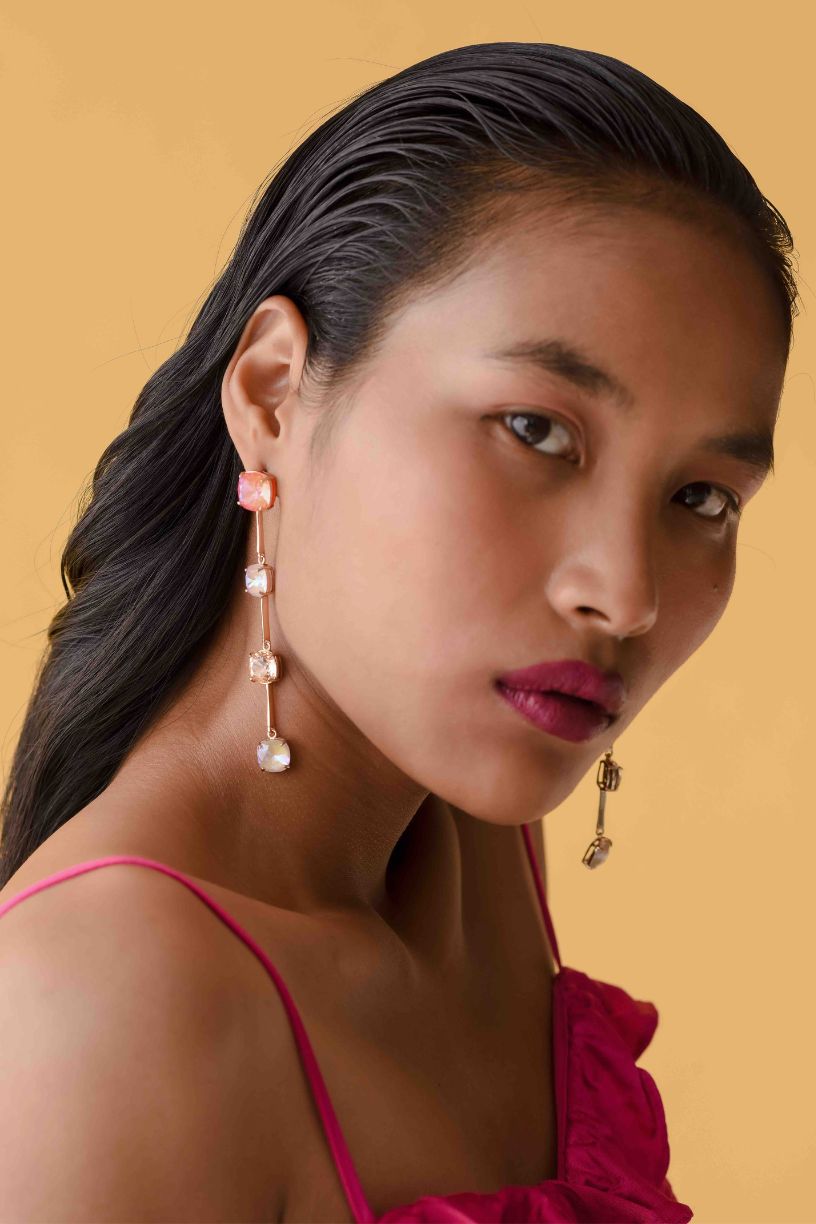 Ombre pink crystal danglers- Melrosia-Uk-USA