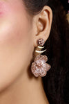Pink Beaded Floral Earrings-Melrosia- UK-USA