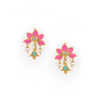 The Jewel Jar Shaya Earrings Pink Enamel Drop Earrings Floral Statement earrings 
