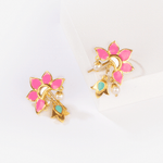 The Jewel Jar Shaya Earrings Pink Enamel Drop Earrings Floral Statement earrings 