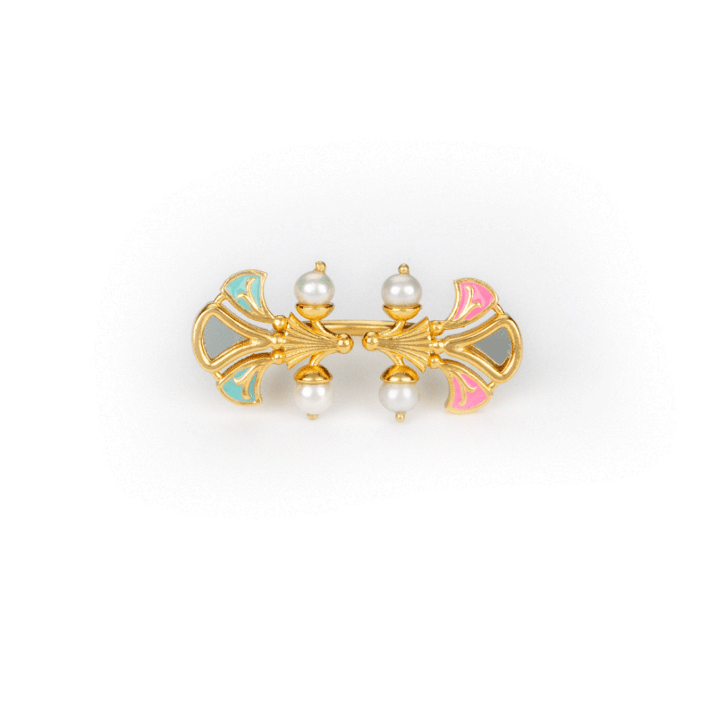 The Jewel Jar Shaya Rings Statement Pastel Enamel Ring Floral Statement earrings 