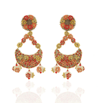 The Jewel Jar Fool Jhadi Earrings Tangerine Chandbali Earrings Indian hoop earrings with jhumkis