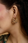 Textured Wide Hoop Earrings - Gold