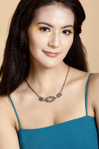 Textured Motif Silver Necklace- Studio Melrosia- UK-USA