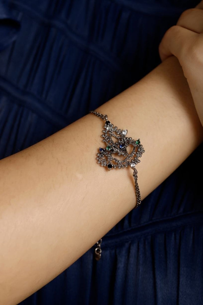 Textured Silver Motif Bracelet- Studio Melrosia- UK-USA