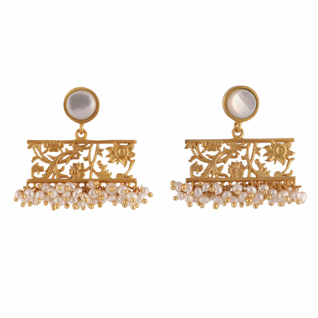 Floral Pearl Earrings- Melrosia- UK-USA